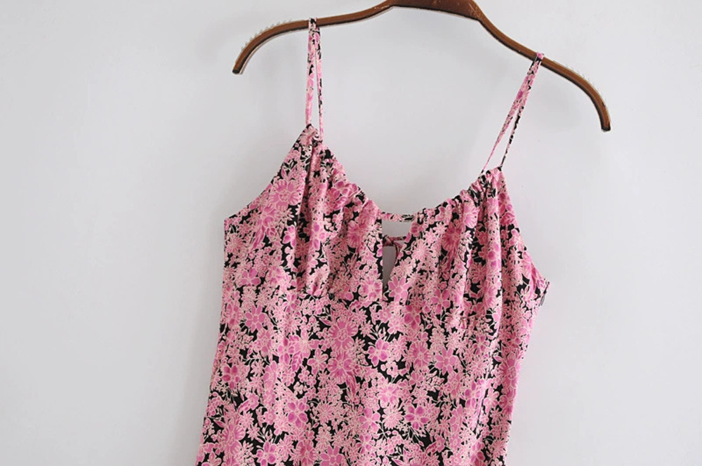 ZARA Rayon Printed Spaghetti Strap A Line Dress